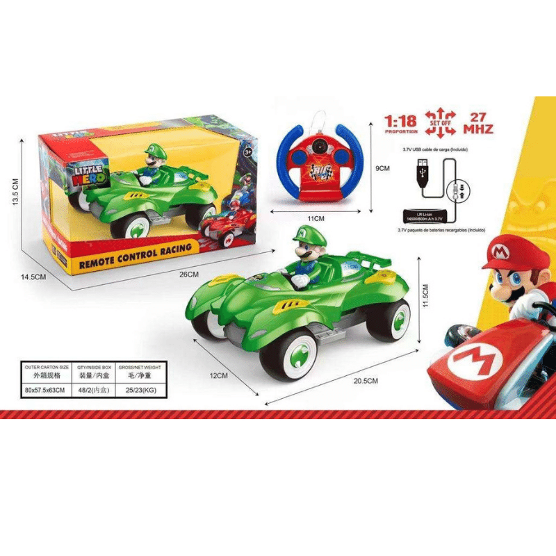 CARRO CONTROL REMOTO MARIO BROS VERDE